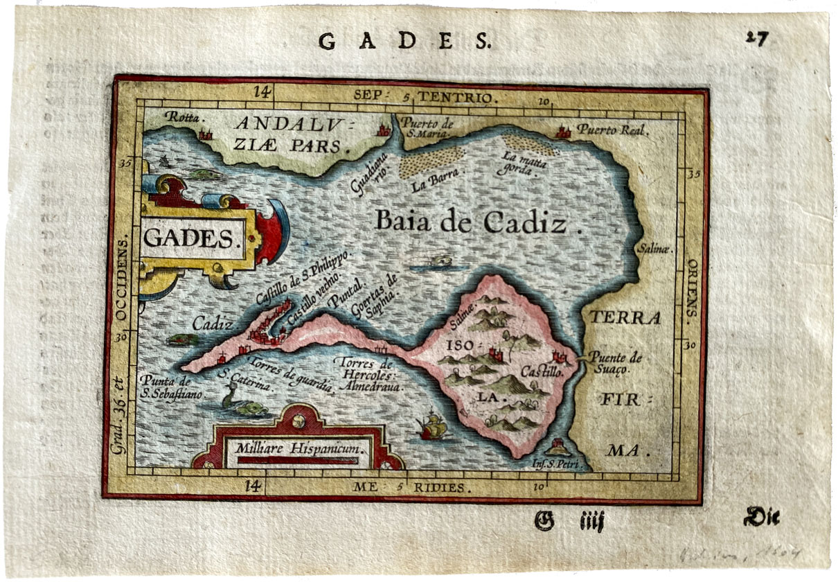 Mapa Antiguo de España Abraham Ortelius Cádiz