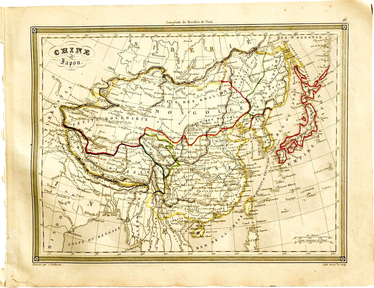 Mapa antiguo de China y Japón