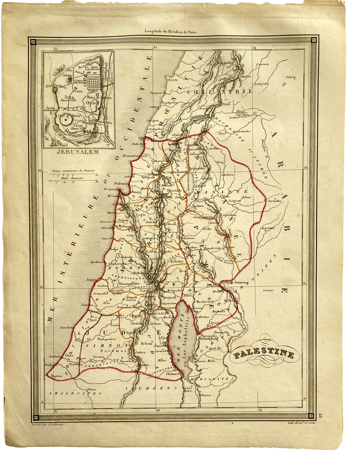 Mapa antiguo de Palestina