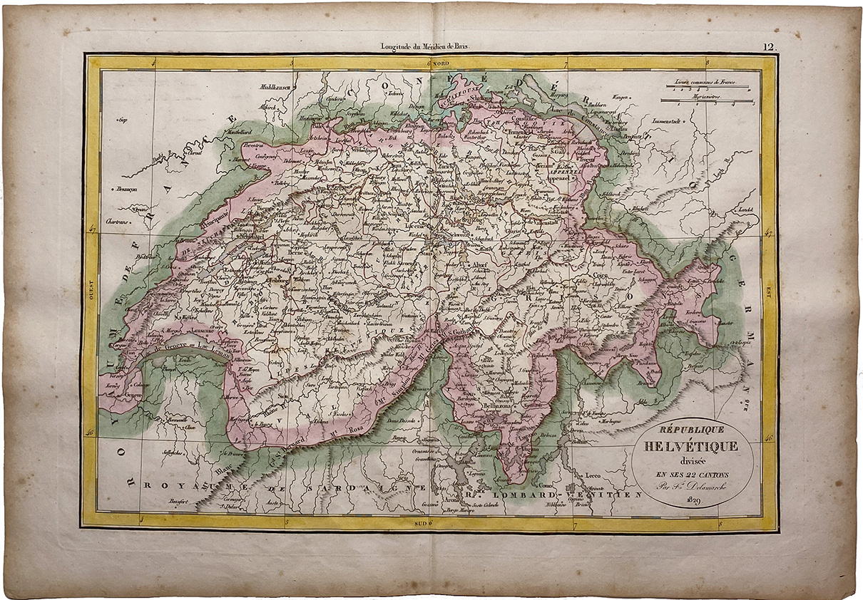 Mapa antiguo de Suiza