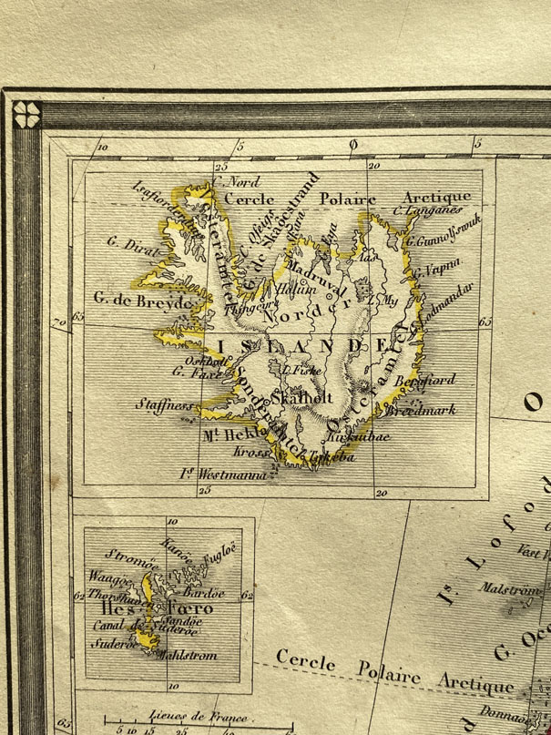 Mapa antiguo de Suecia, Noruega, Dinamarca e Islandia