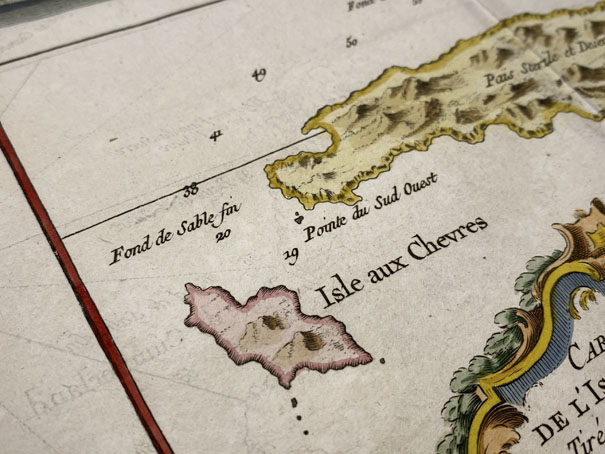 Mapa antiguo de la isla Juan Fernandes, Chile