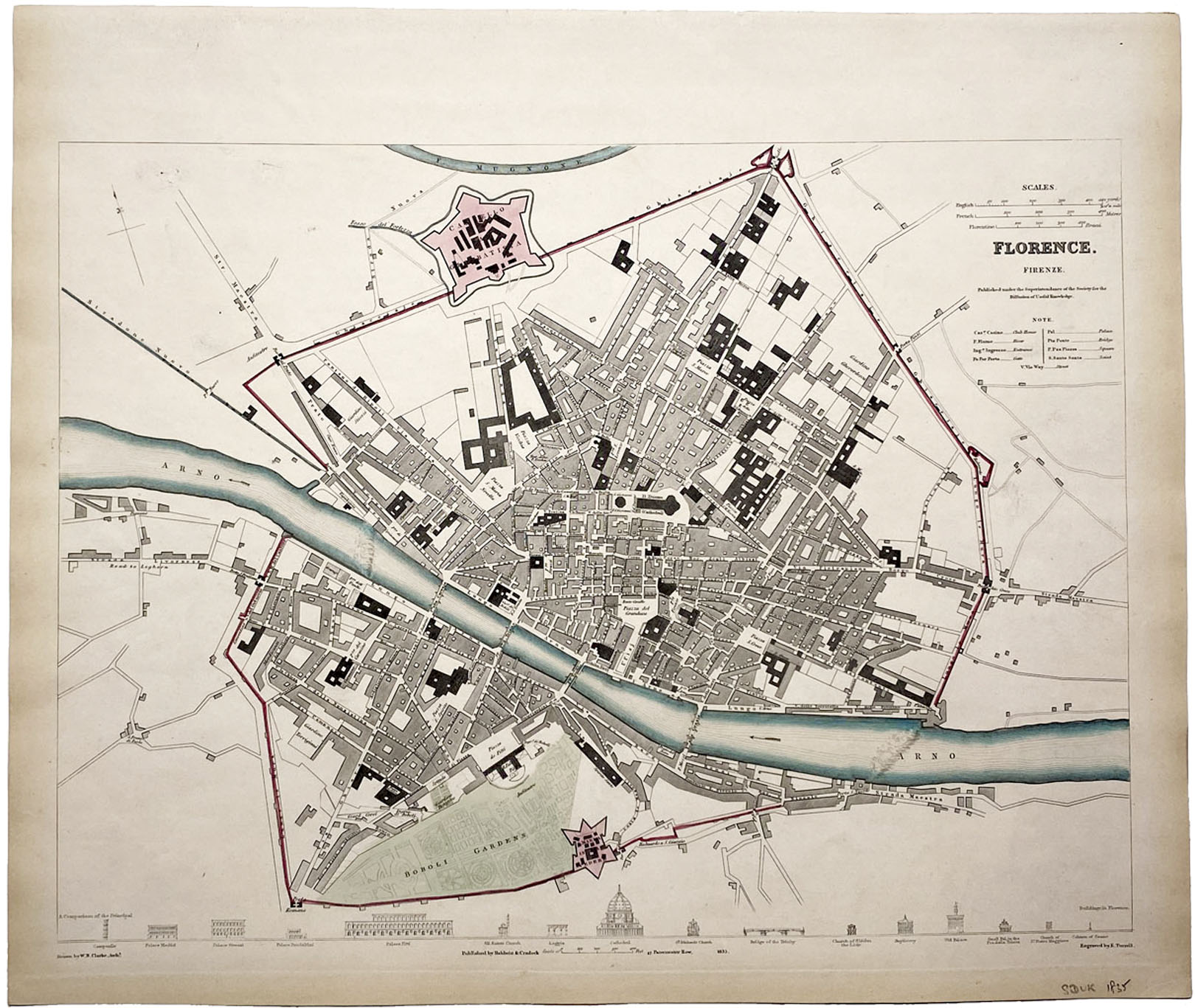 Mapa Antiguo de Florencia Italia