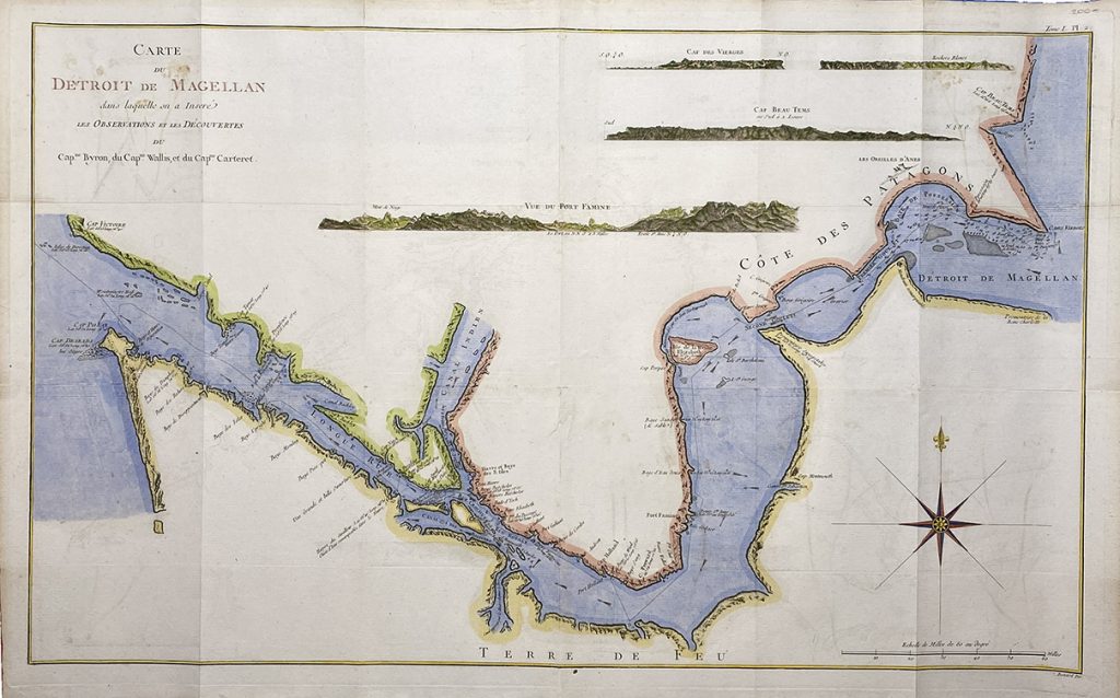 Mapa antiguo del Estrecho de Magallanes