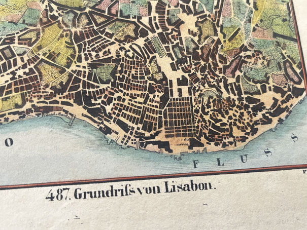 Mapa antiguo de Lisboa Portugal