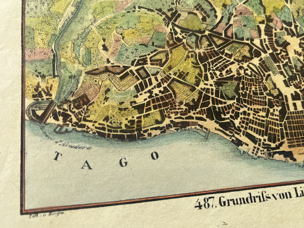 Mapa antiguo de Lisboa Portugal