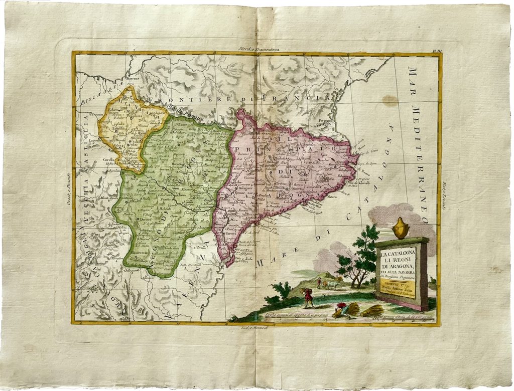 Mapa antiguo de Aragón, Cataluña y Navarra