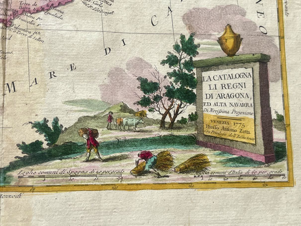 Mapa antiguo de Aragón, Cataluña y Navarra