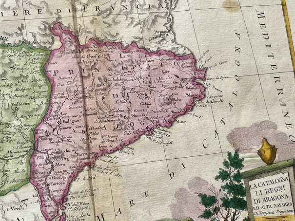 Mapa antiguo de Aragón, Cataluña y Navarra