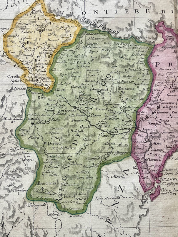 Mapa antiguo de Aragón, Cataluña y Navarra