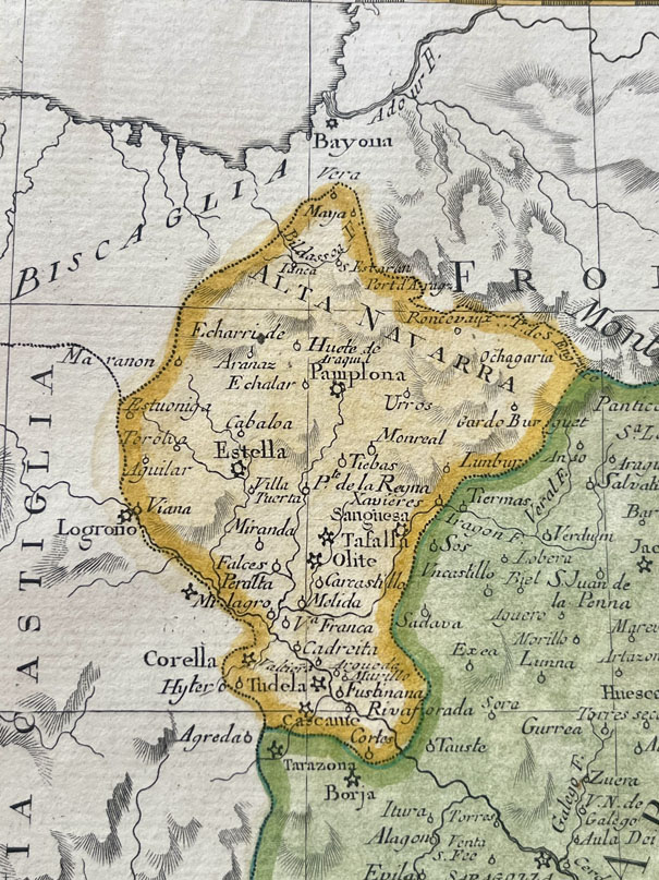 Mapa antiguo de Aragón, Cataluña y Navarra