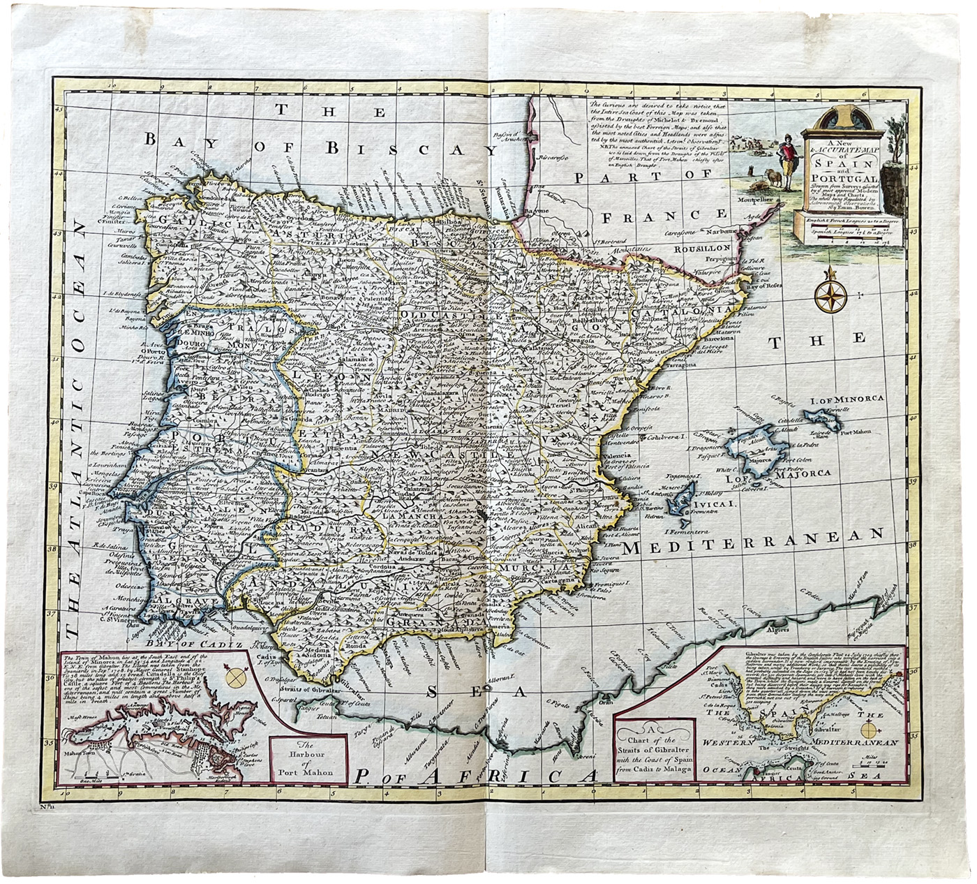 Mapa antiguo de España y Portugal