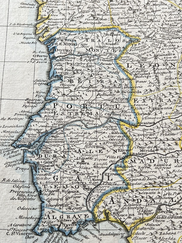 Mapa antiguo de España y Portugal