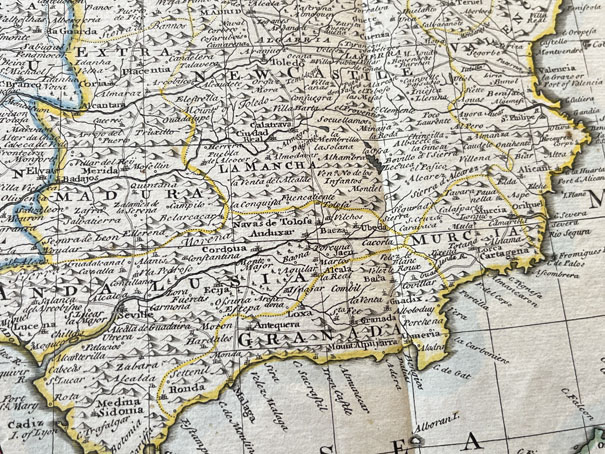 Mapa antiguo de España y Portugal