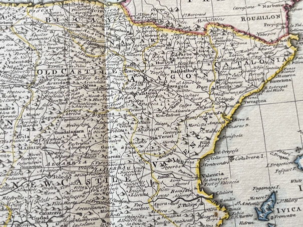 Mapa antiguo de España y Portugal