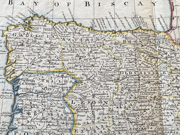 Mapa antiguo de España y Portugal