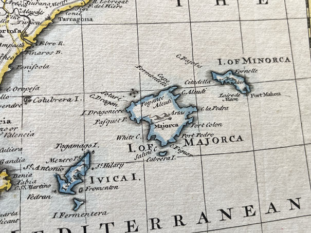 Mapa antiguo de España y Portugal